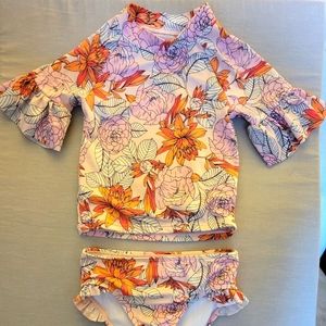 J&J Floral Rash Guard Swim Suit Set